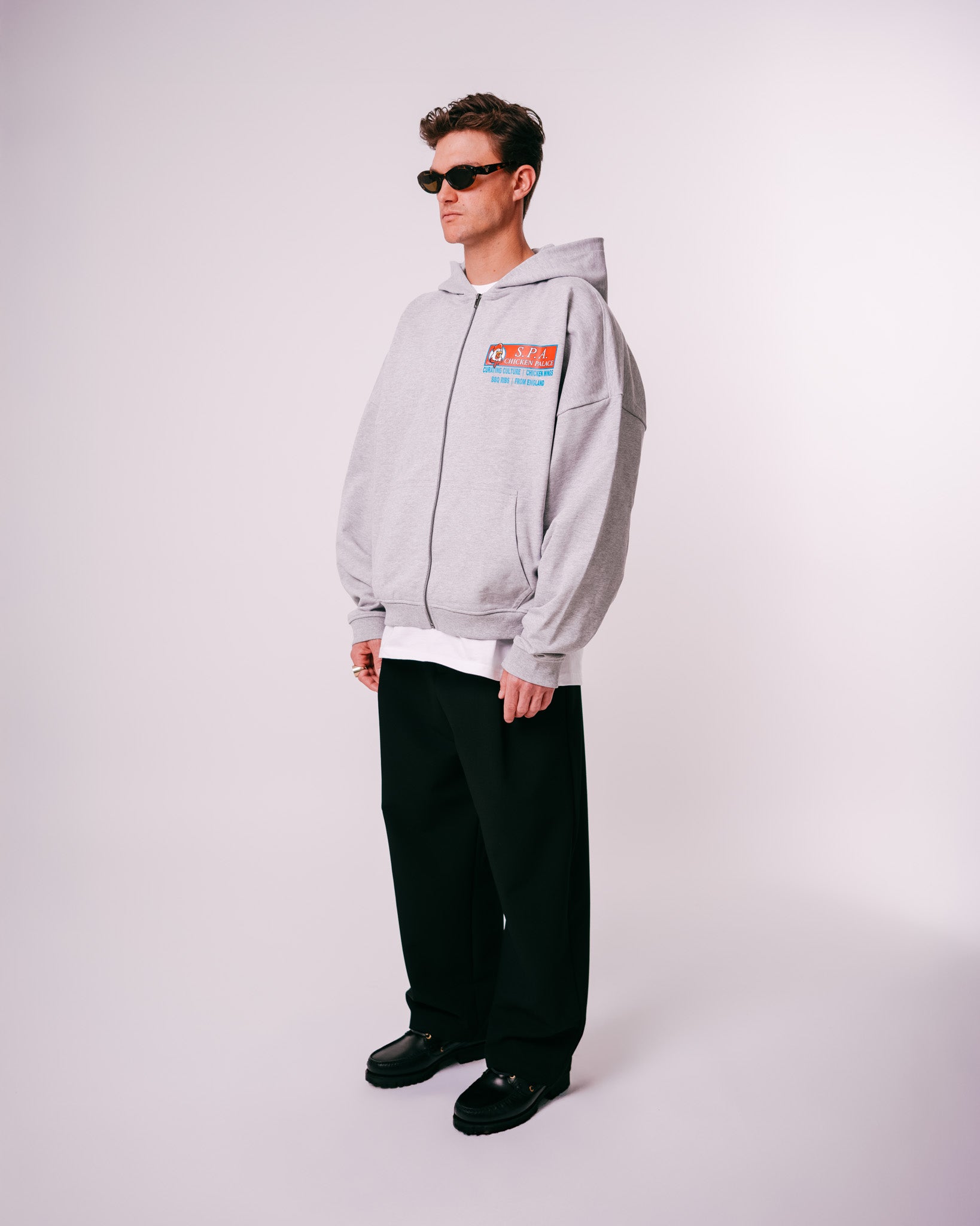 Chicken Palace Zip Hoodie - Grey
