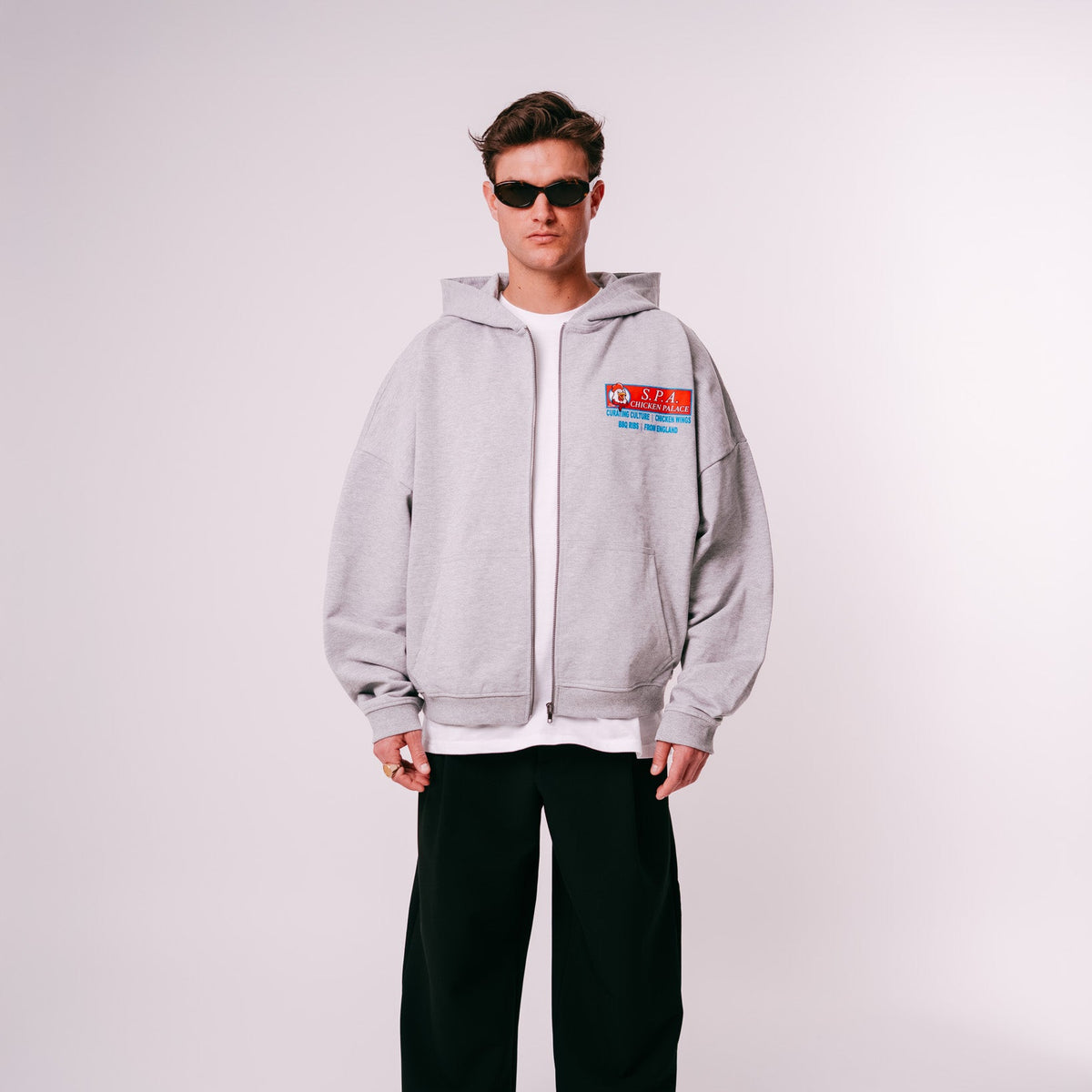 Chicken Palace Zip Hoodie - Grey