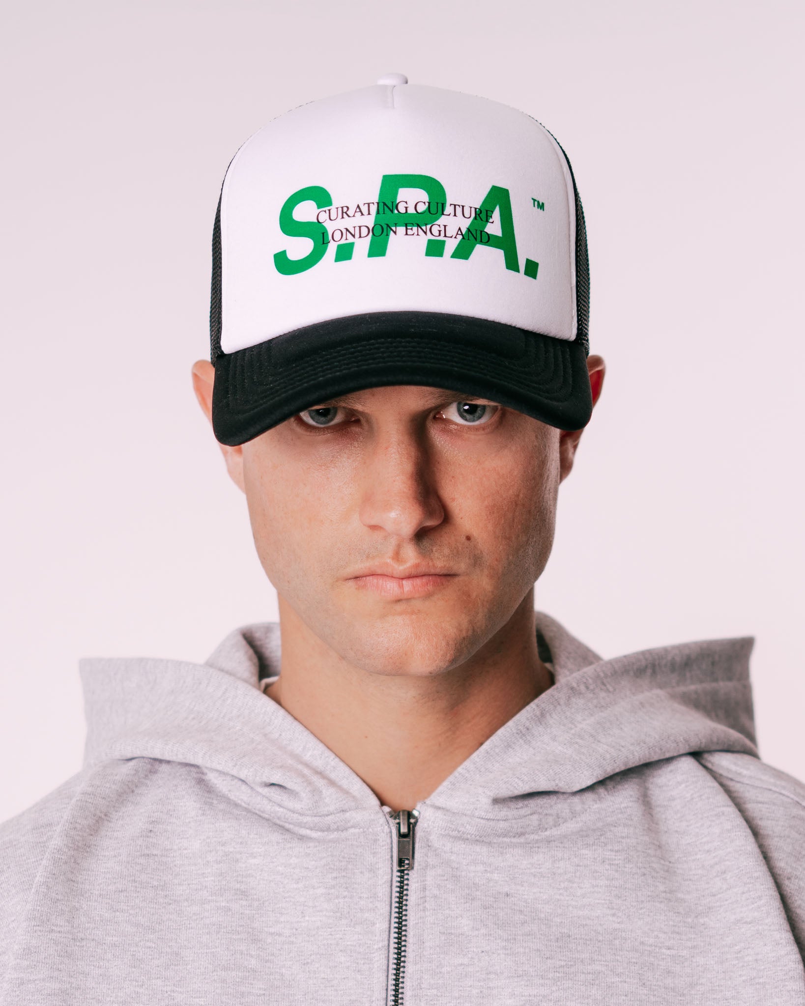 Italic Green Trucker Cap - Black / White